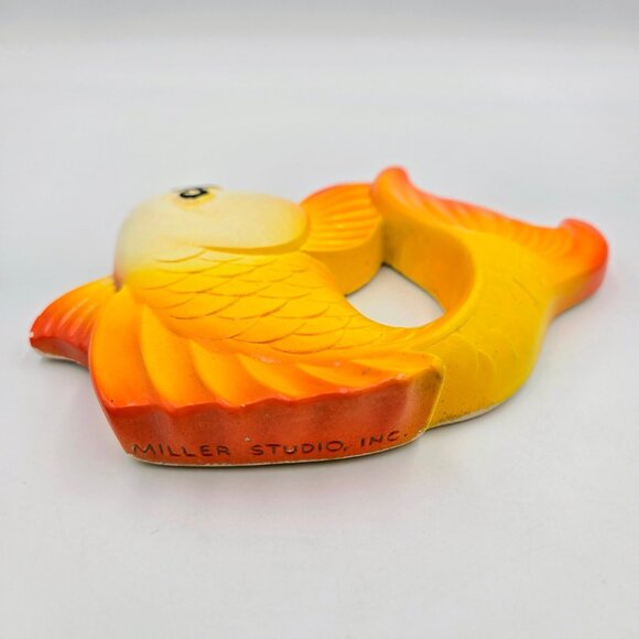 Vintage Koi Goldfish Fish Chalkware Orange Yellow Miller Studio 1977 MCM Read - Picture 10 of 16